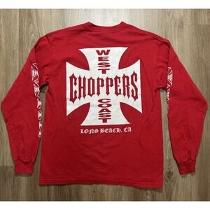 Vintage Y2K West Coast Choppers Red Long Sleeve Shirt Size M‎